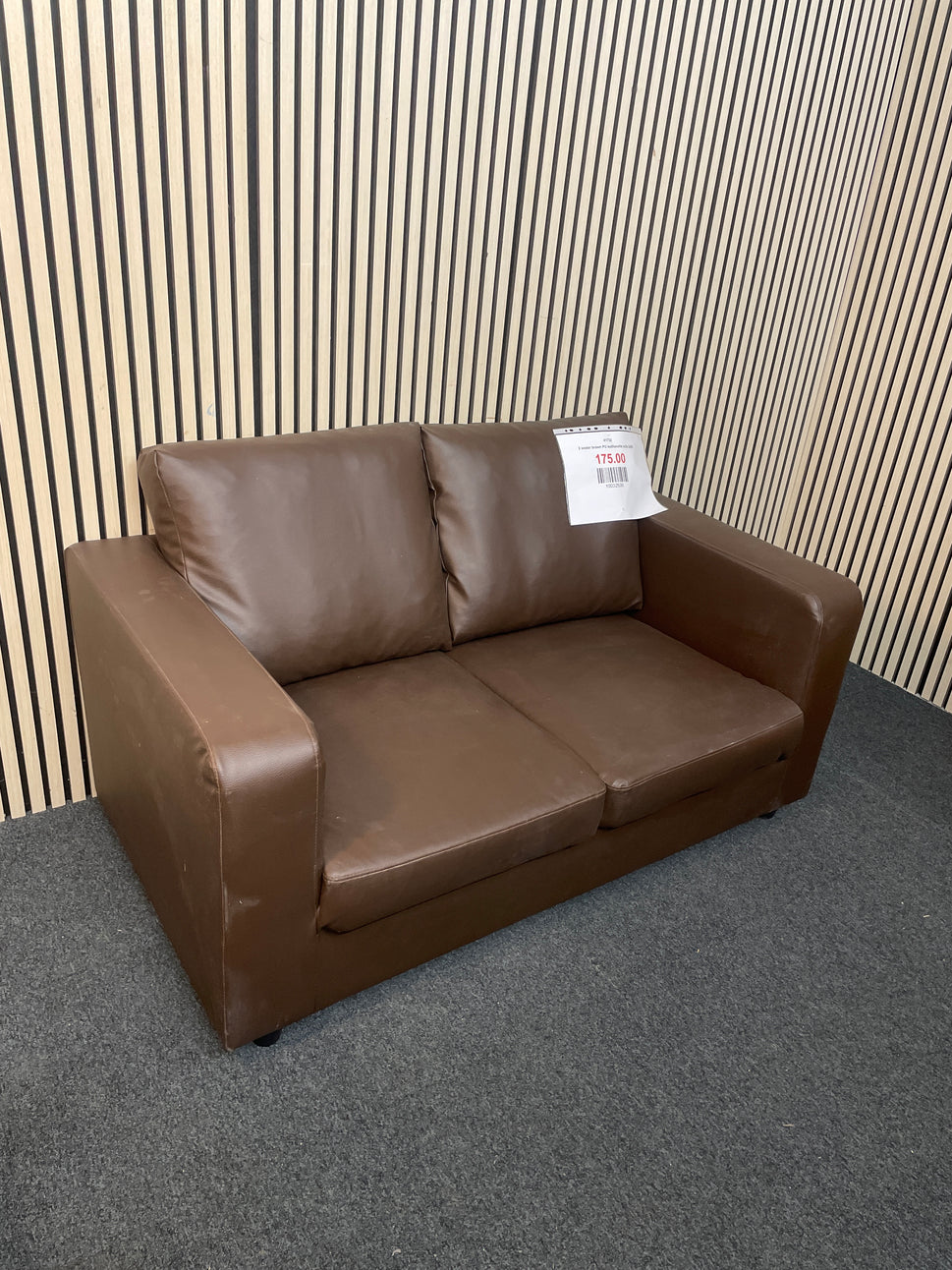 2 seater brown PU leatherette sofa 2425