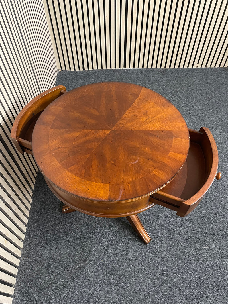 Mahogany circular 2-drawer lamptable, height 62 cm, diameter 55 cm 44683