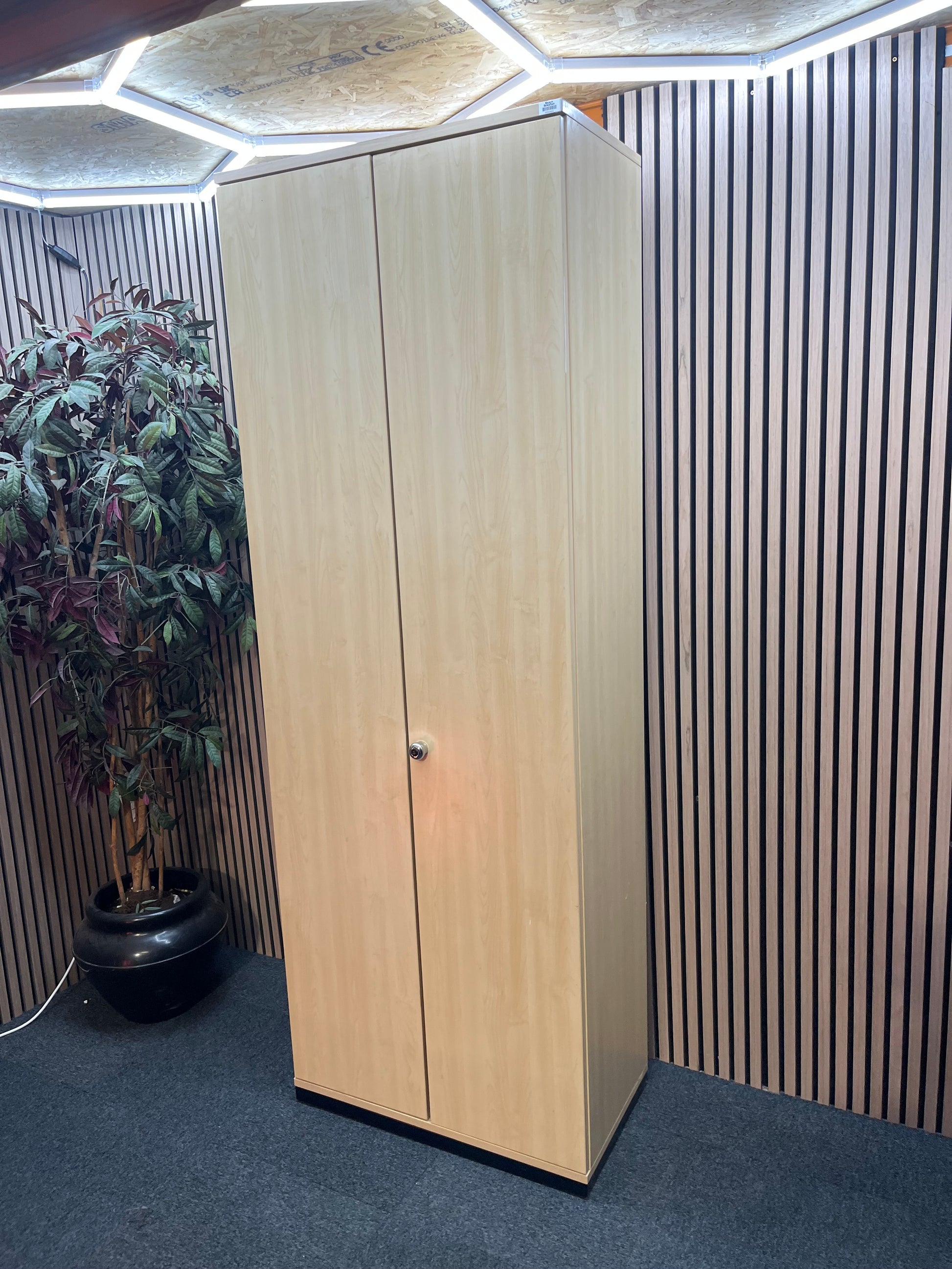 Tall Maple two door unit storage unit (H 223 x W 77 x D 44 cm)
