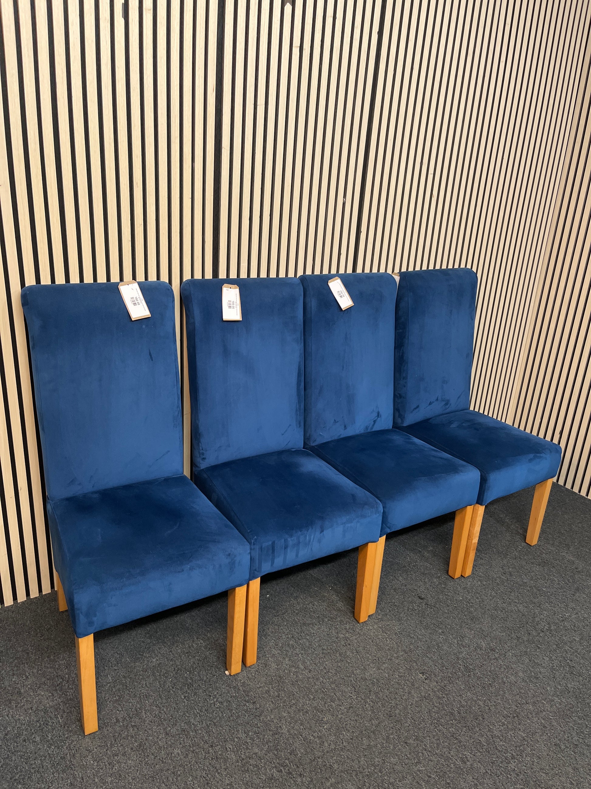 High back dark blue velvet dining chair, solid wood frame (SET OF 4) 3126