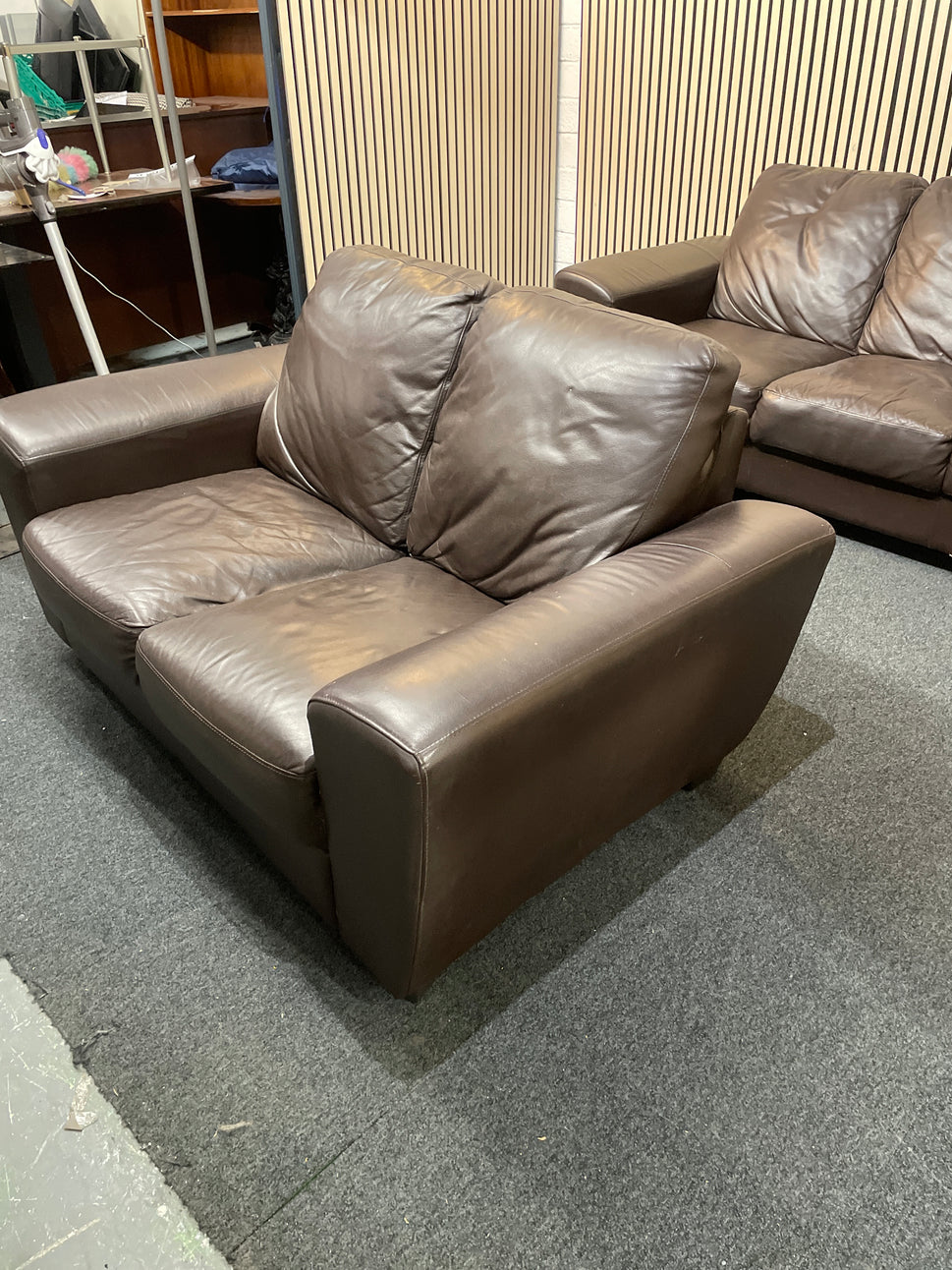 3+2 Leather Sofa Suite Brown 1126
