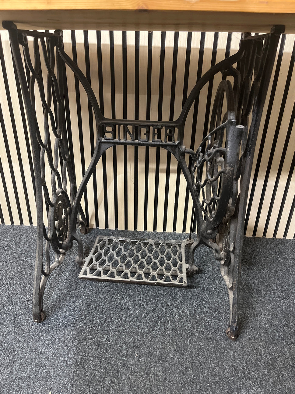Cast iron singer sewing table with solid pine top 3325