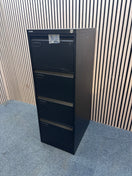 Black metal 4 drawer filing cabinet 132Hx46Wx62D