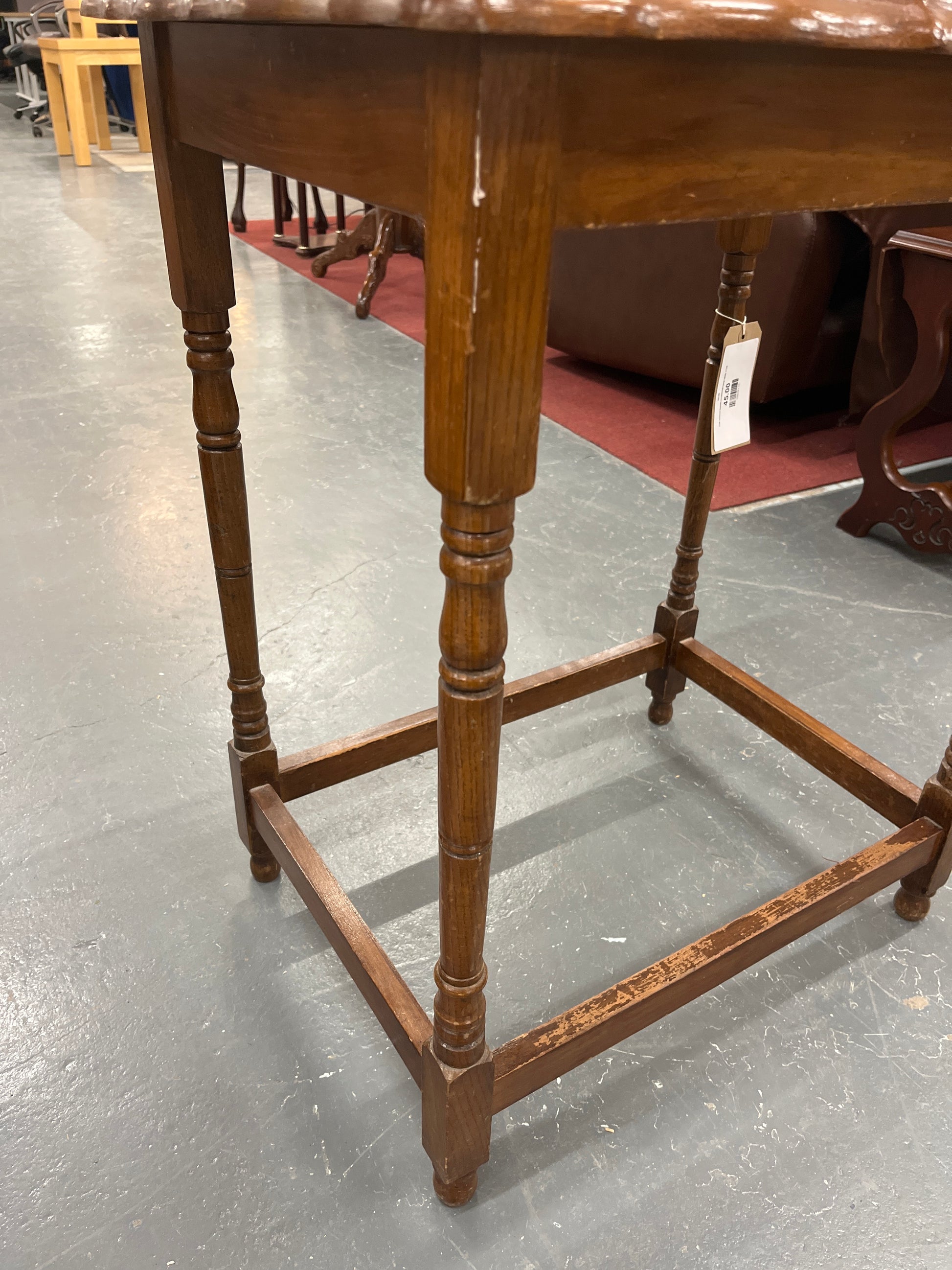 Small stained pine ornate side table 2125