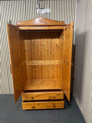 Traditional pine double wardrobe featuring two doors and two drawers, height 192 cm, width 89 cm, depth 60 cm 44739