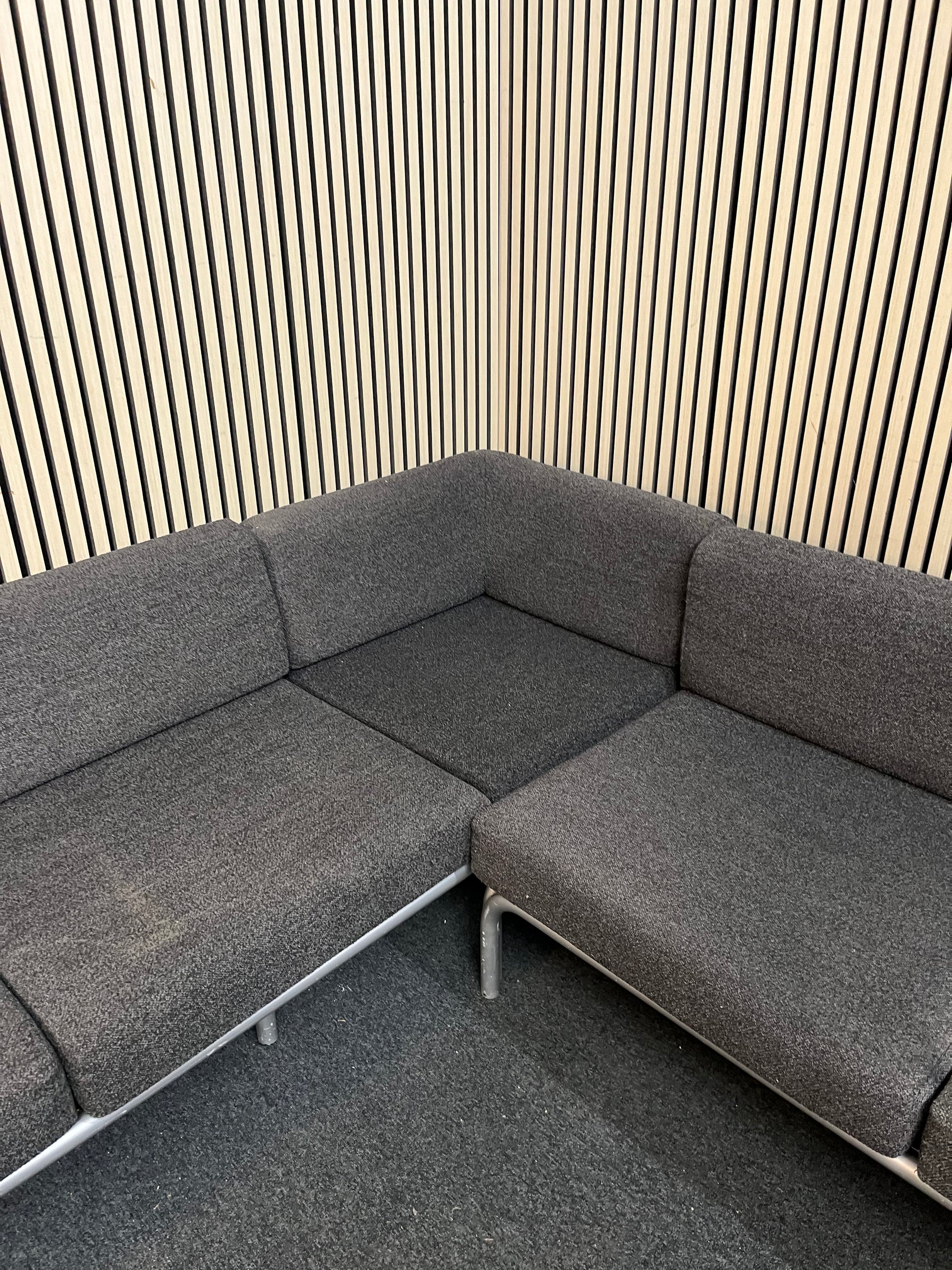 Modular charcoal fabric corner suite with chrome frame 1126