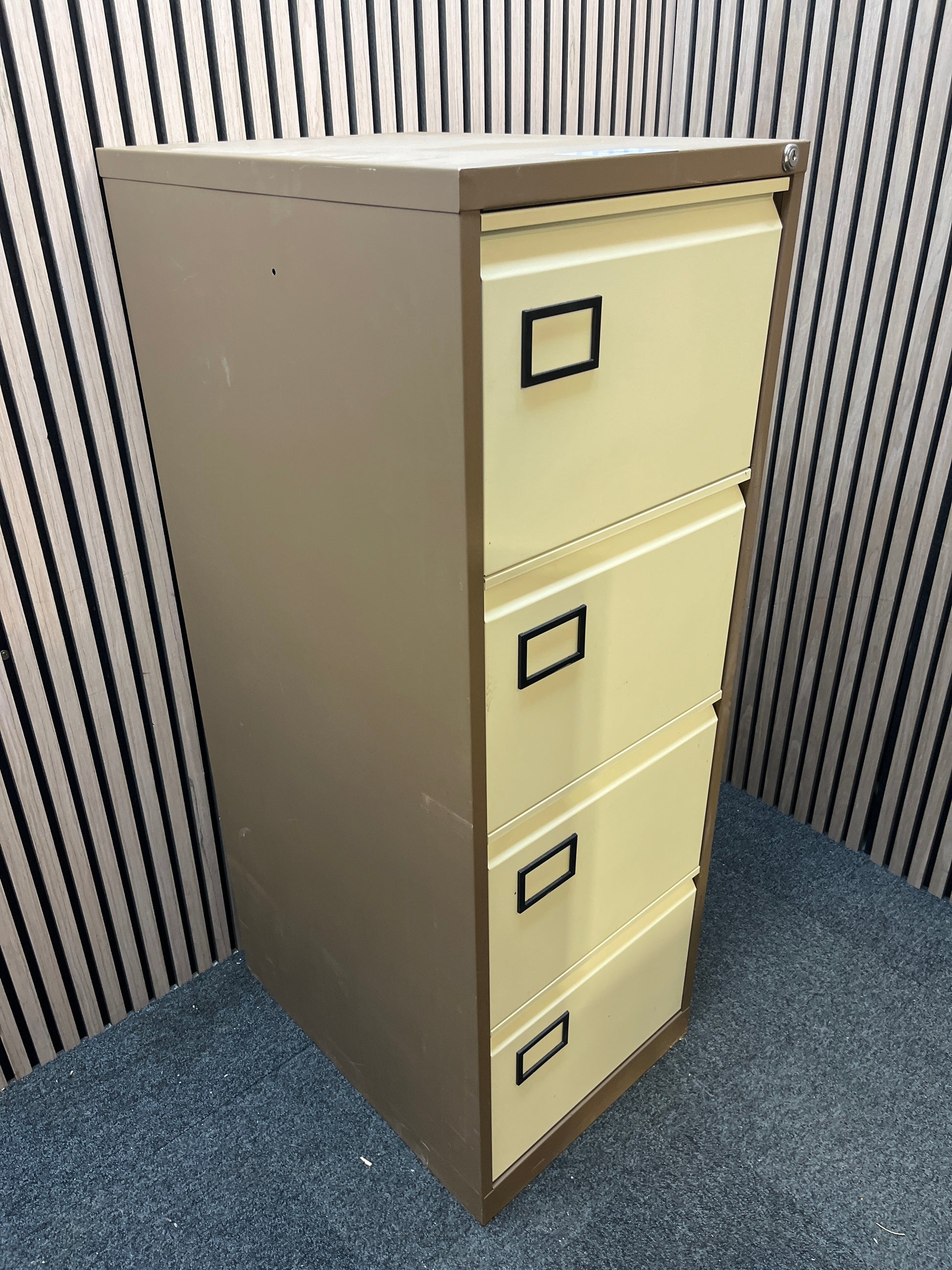 Coffee and cream 4 drawer metal filing cabinet