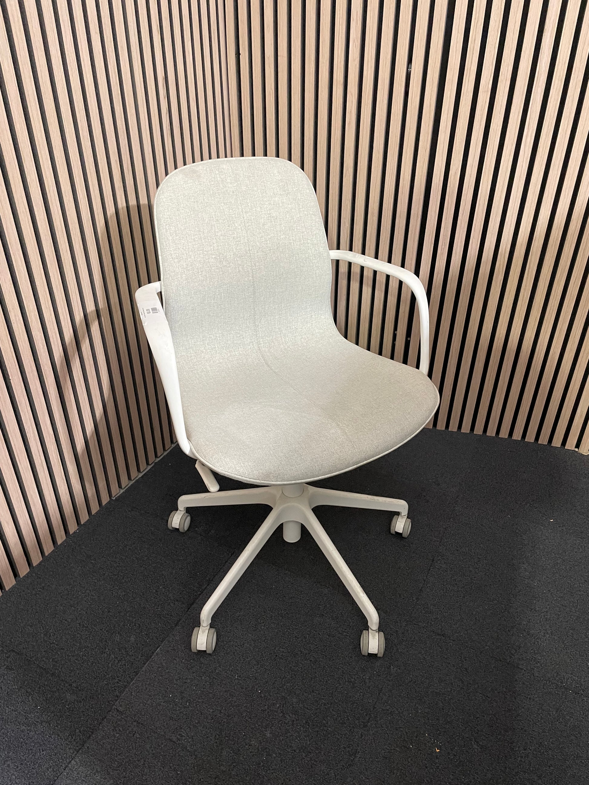 Ikea Style Cream Fabric Swivel Chair- black and white frame