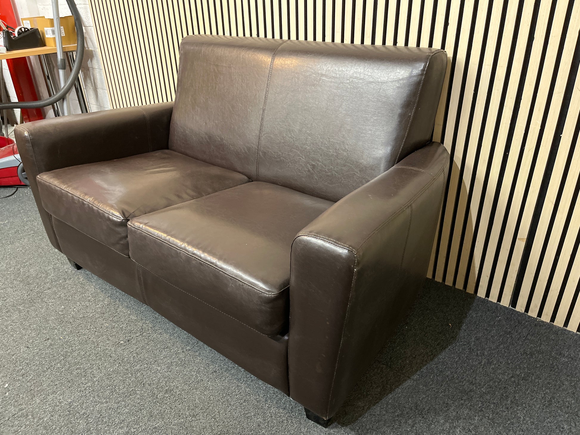 2 seater brown leatherette sofa 43747