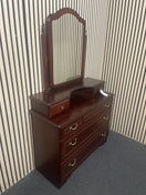 Dark mahogany 3+2 chest with mirror (H 86 x W 93 x D 40 cm) 44644
