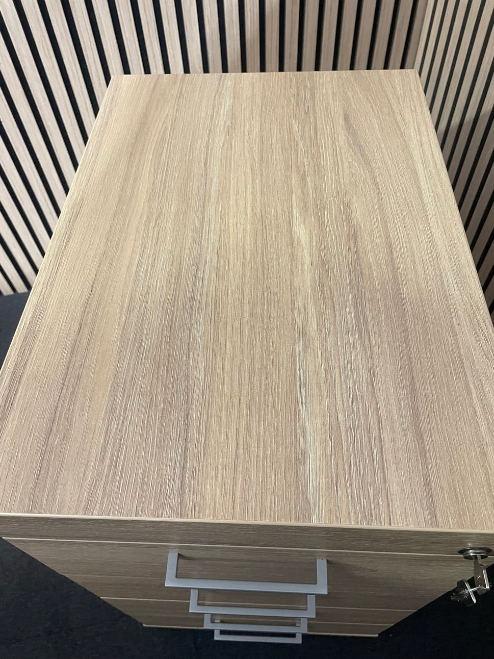 American oak 4 drawer desk high pedestal