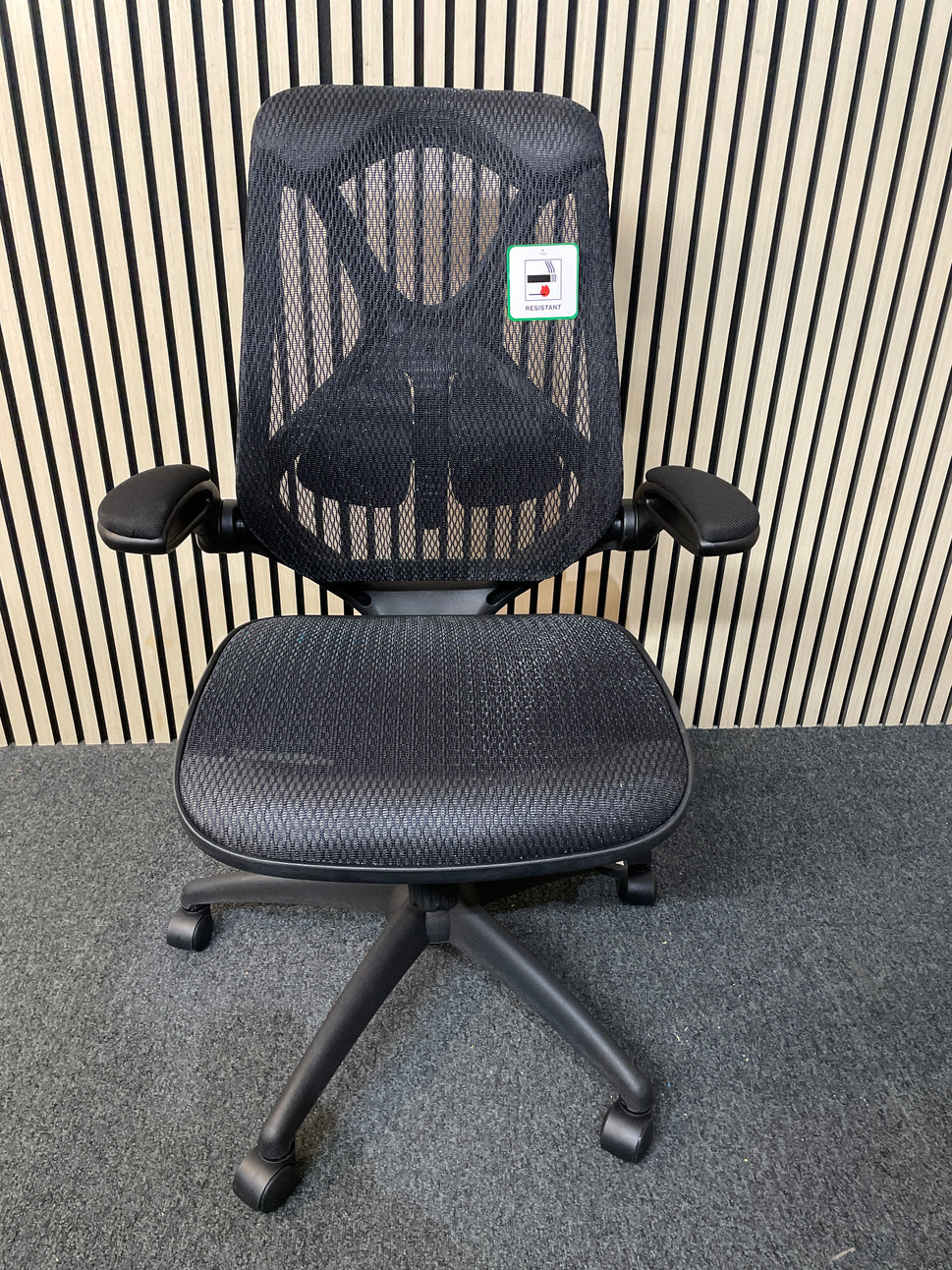 Napier high mesh back operator chair with mesh seat - black with folding arms