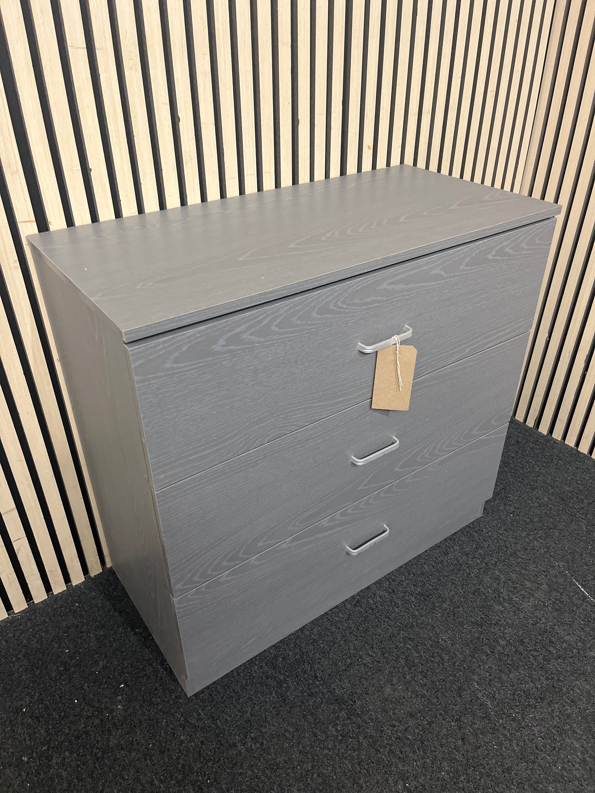 Grey laminate 3 drawer chest (H 76 x W 80 x D 40 cm) 43888