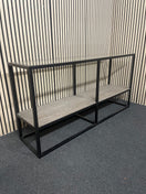 Metal framed glass display case, height 80 cm, width 160 cm, depth 40 cm 44768