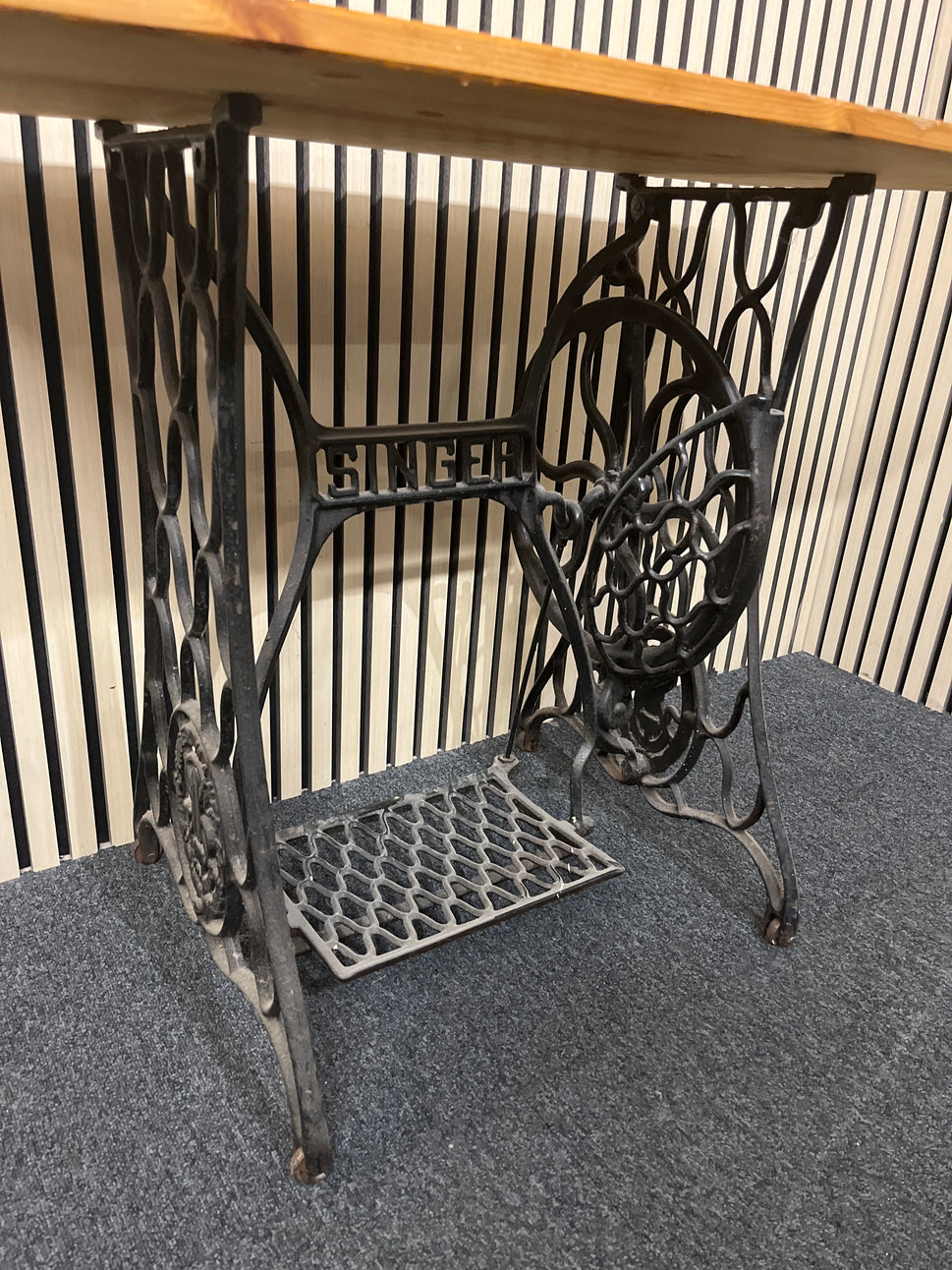 Cast iron singer sewing table with solid pine top 3325