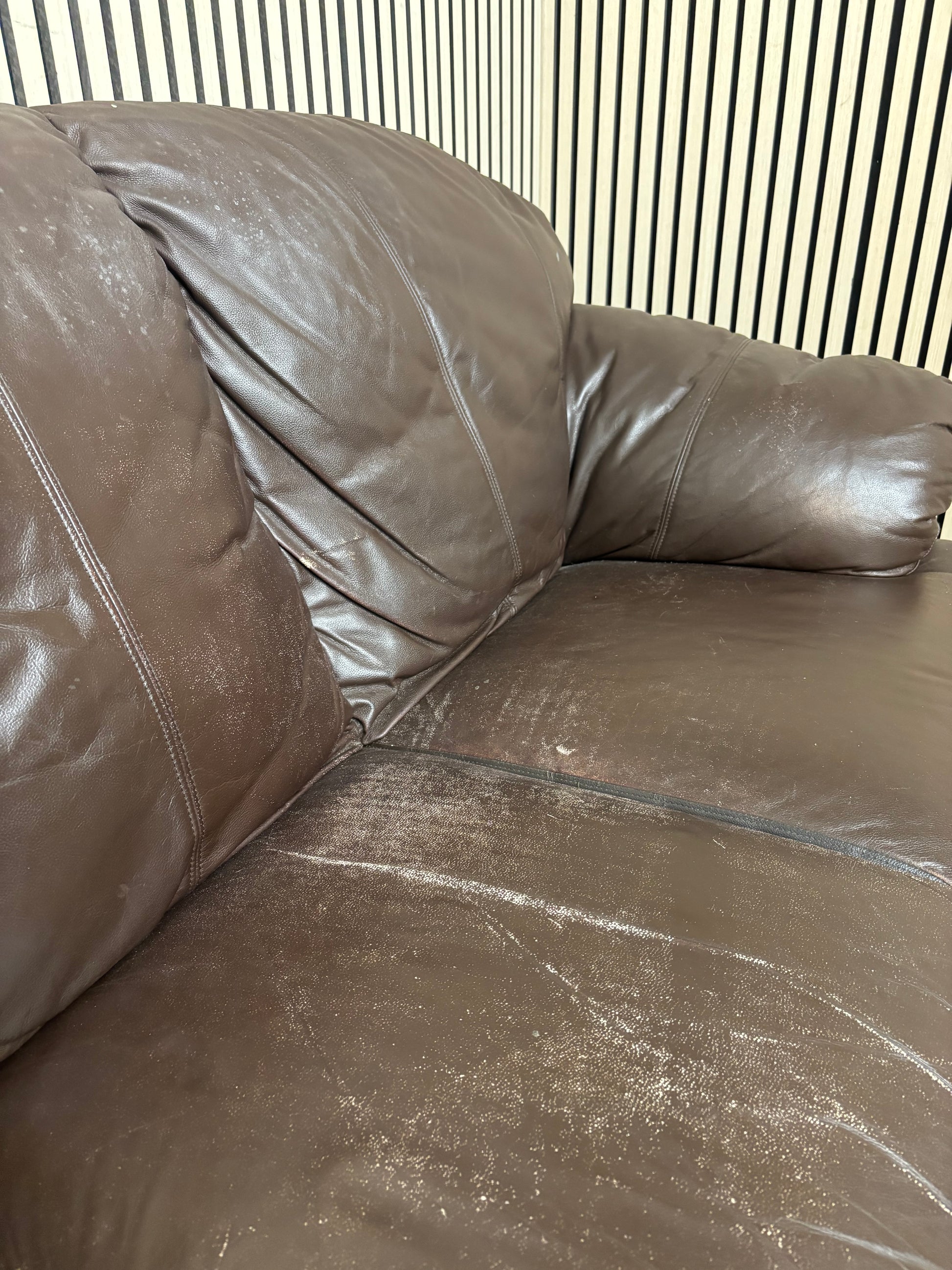 3 seater brown leatherette sofa (Width 200 cm) 2425