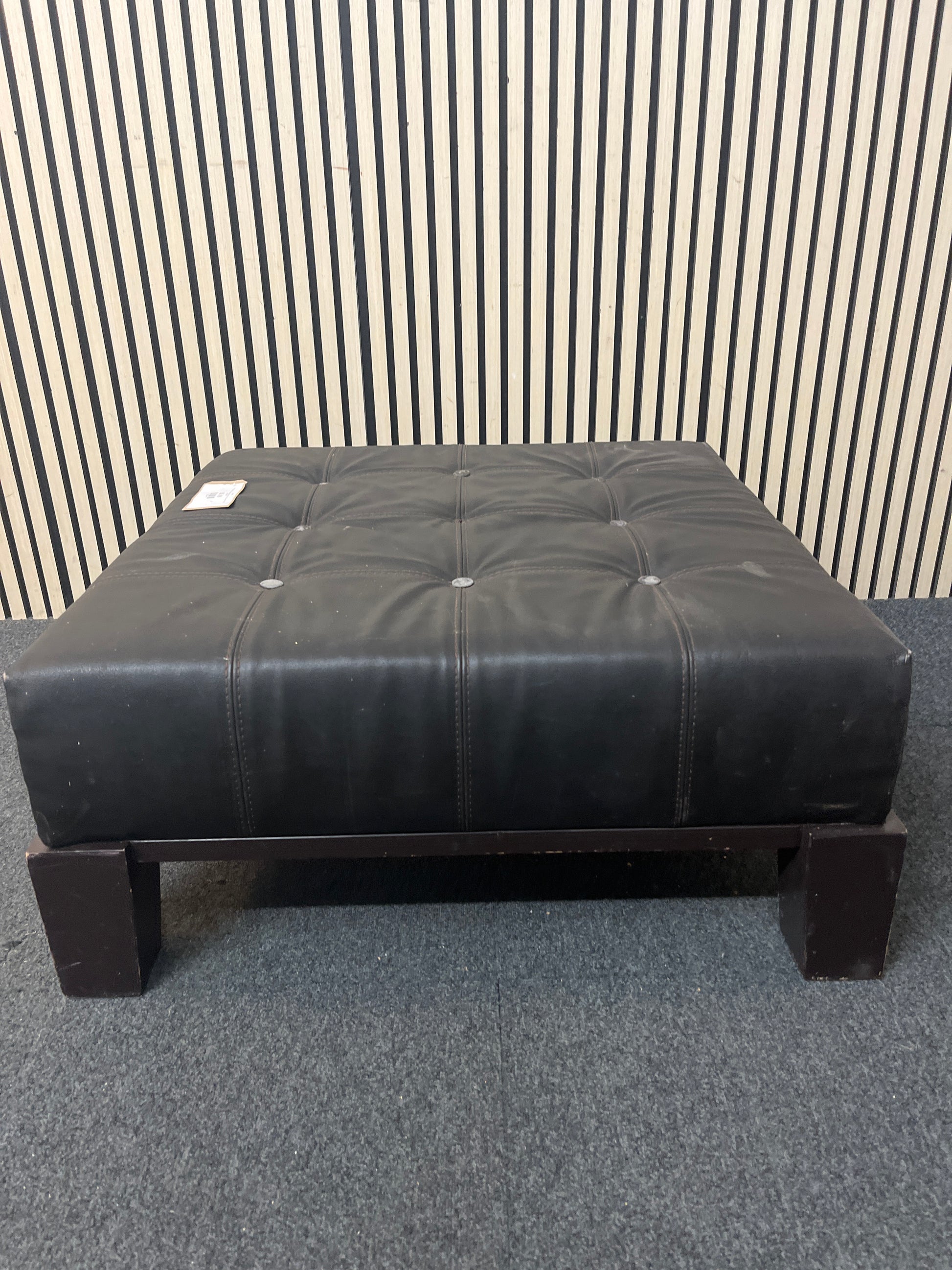 Dark brown leather square footstool (H 185 x W 44 x D 39 cm) 43345