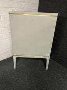Grey painted solid oak 2 door storage unit with brass handles (H 1000 x W 650 x D 450 mm) 1225