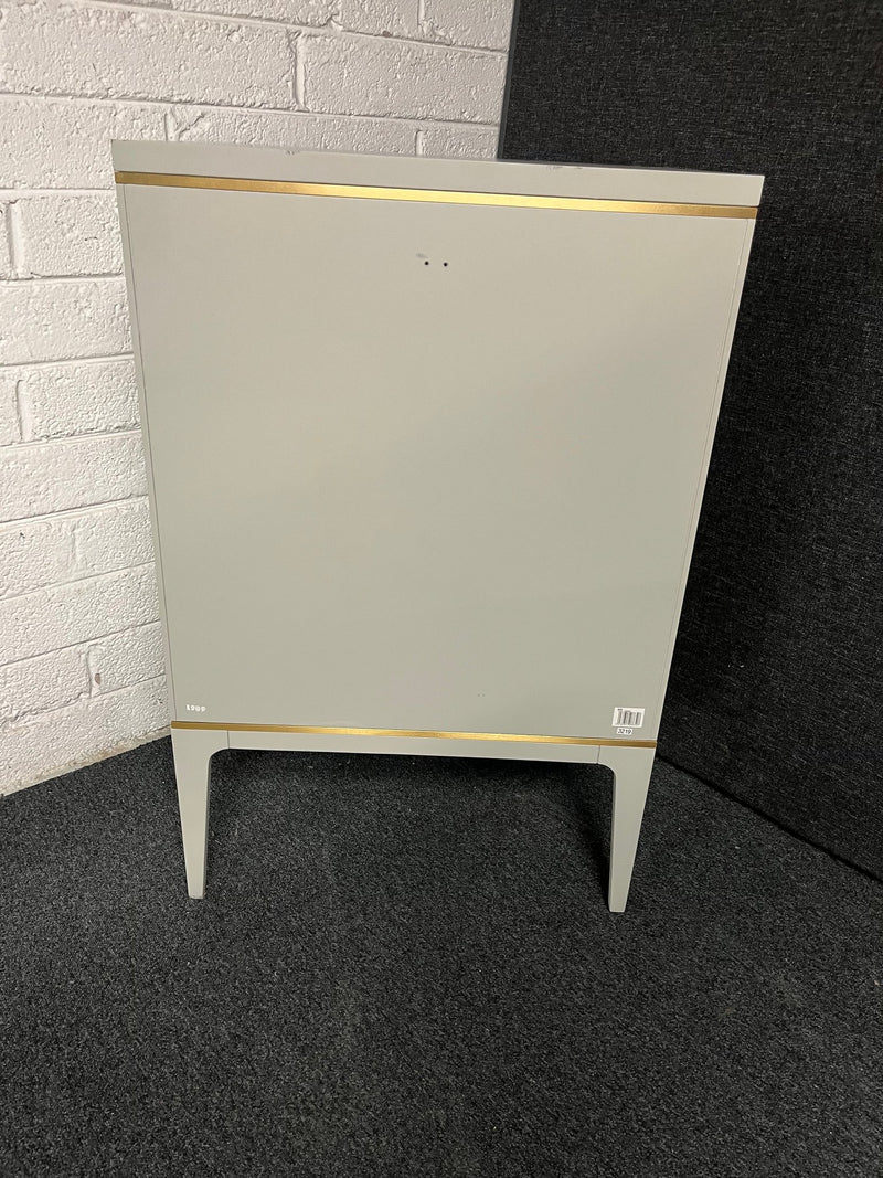 Grey painted solid oak 2 door storage unit with brass handles (H 1000 x W 650 x D 450 mm) 1225