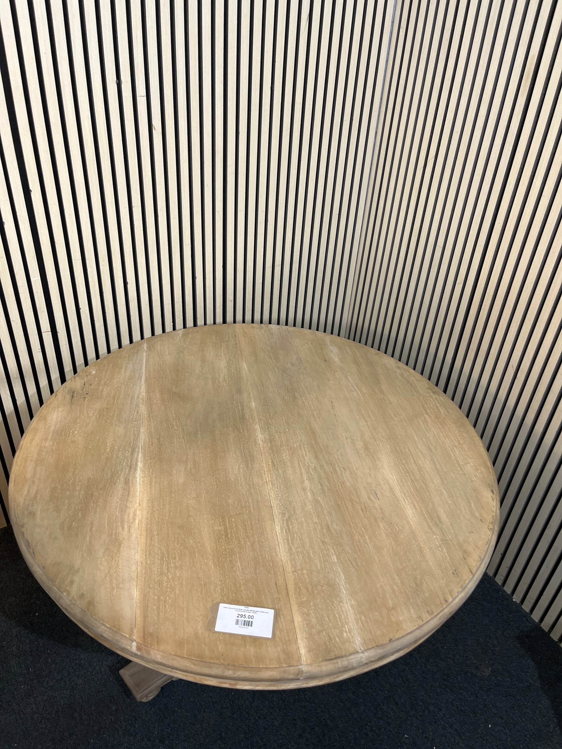 Solid natural wood large circular dining table 1200W with central podium base 43542