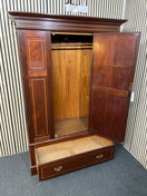 Large mahogany wardrobe with central mirror and lower storage drawer (H 203 x W 130 x D 53 cm) 44565