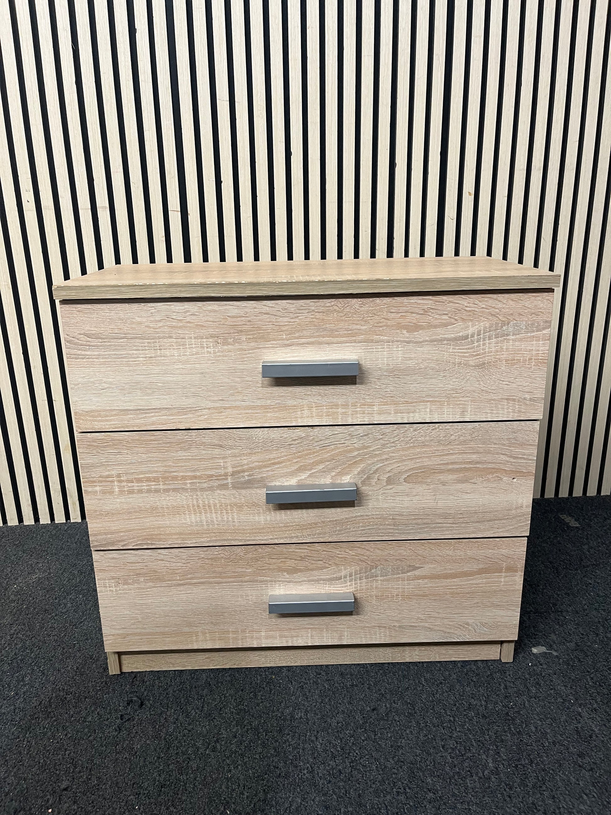 grey oak laminate 3 drawer chest of drawers 43882