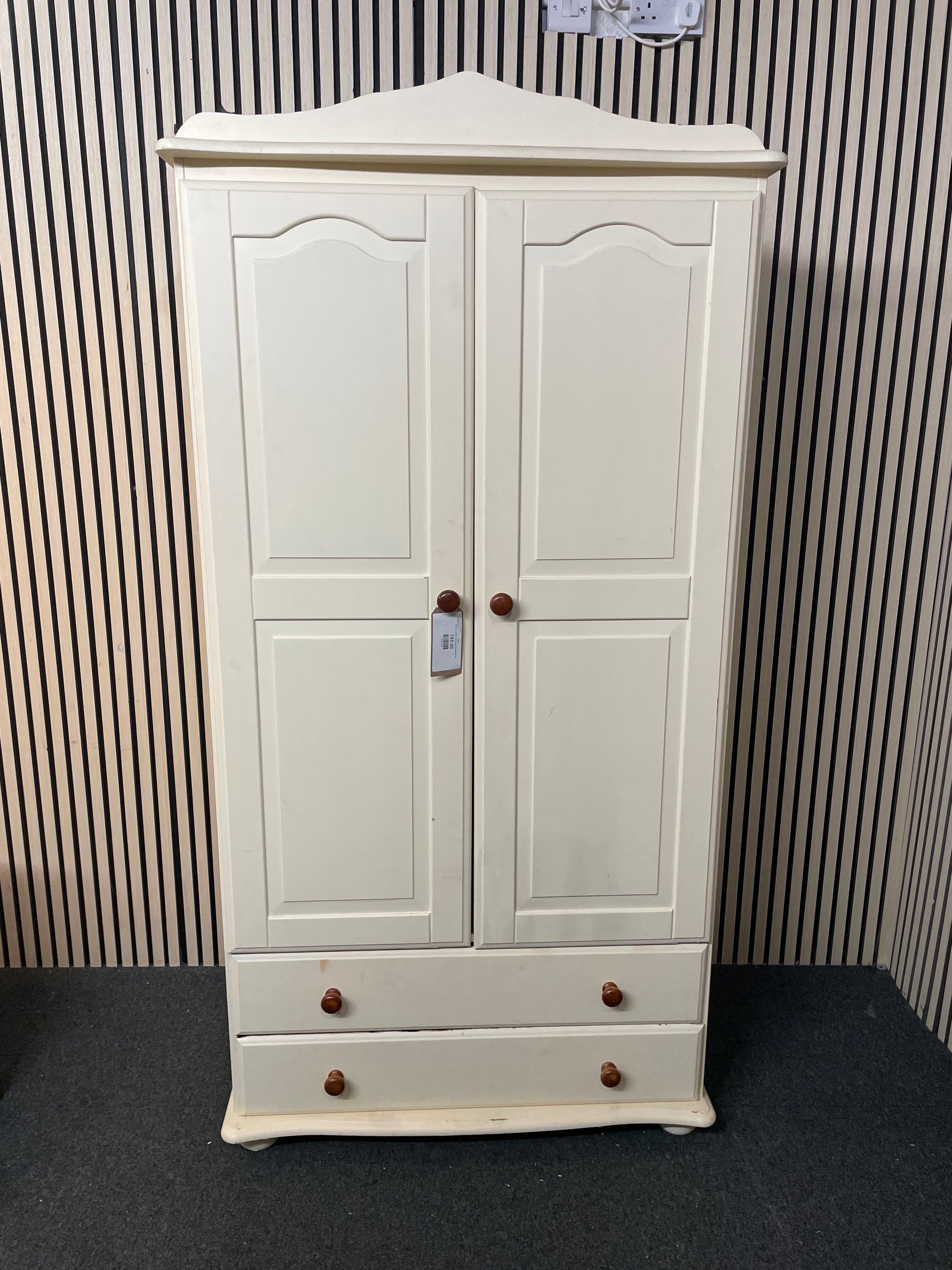 Tall 2 door, 2 drawer white painted wardrobe 1126