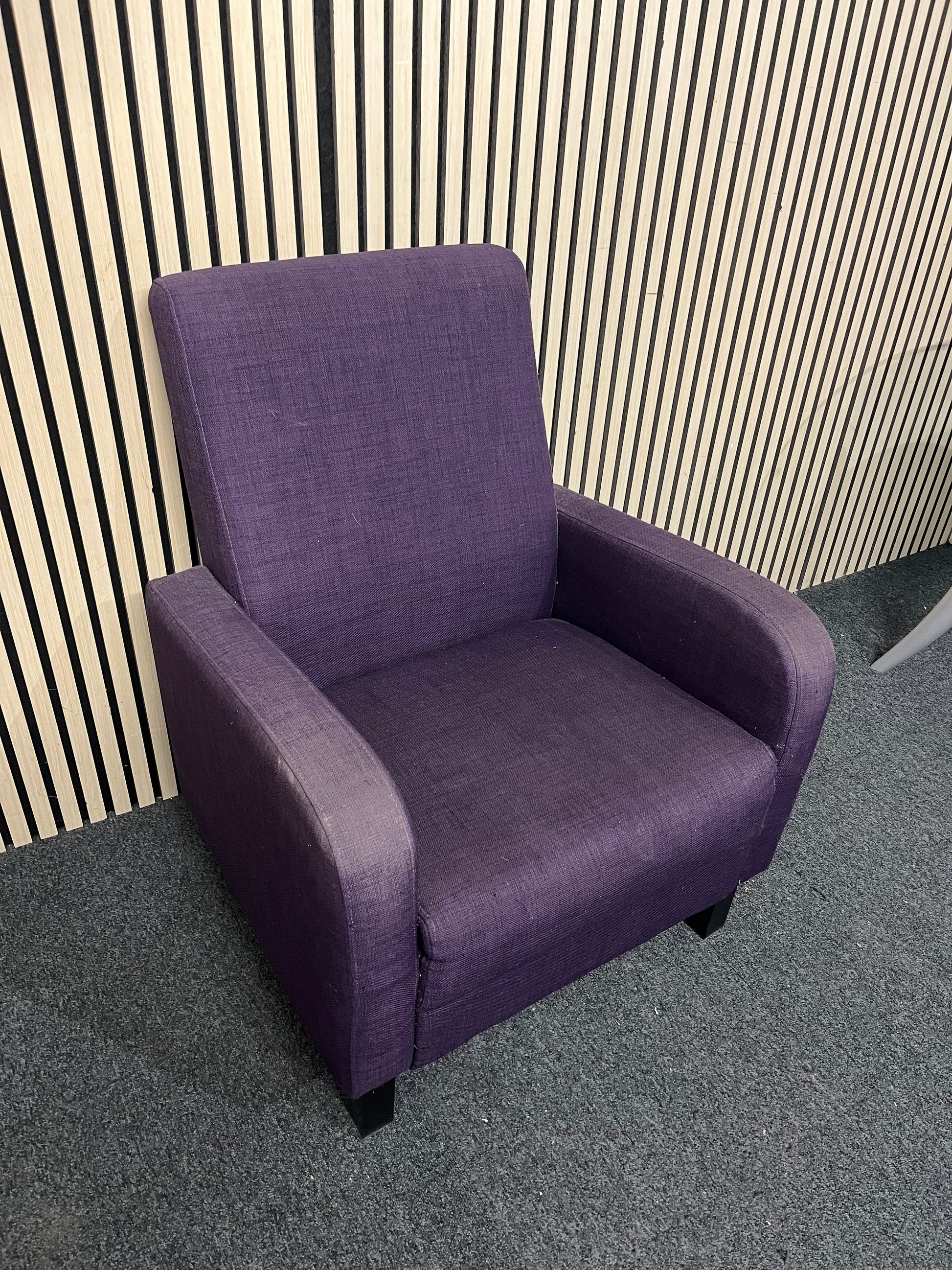 Purple fabric high back armchair 1126