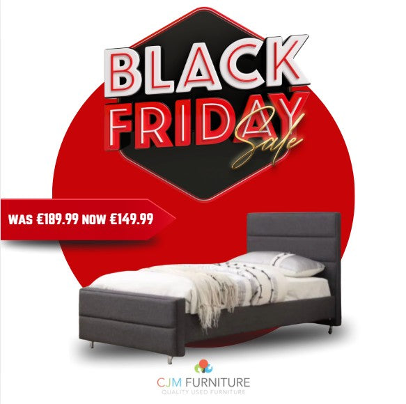 NEW 3ft Tiffany charcoal fabric high back bed frame