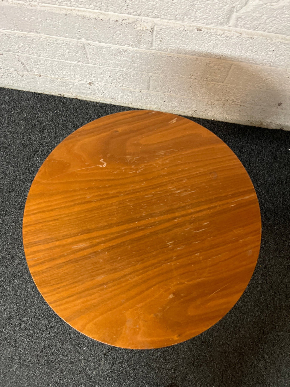Small cherry lamp table with grey metal base 1325