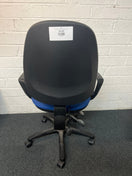 Blue swivel chair with fixed loop arms 1325