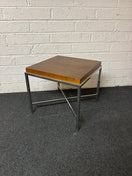 Square walnut coffee table with chrome frame (H 46 x W 50 x L 50 cm) 1325