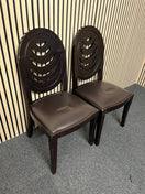 Black wood framed dining chair with black leather seat 2325