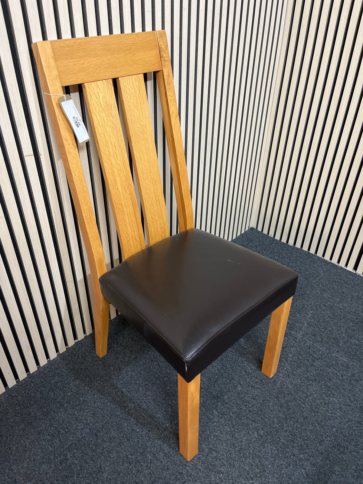 Solid beech high back dining chair with black vinyl seat 1425