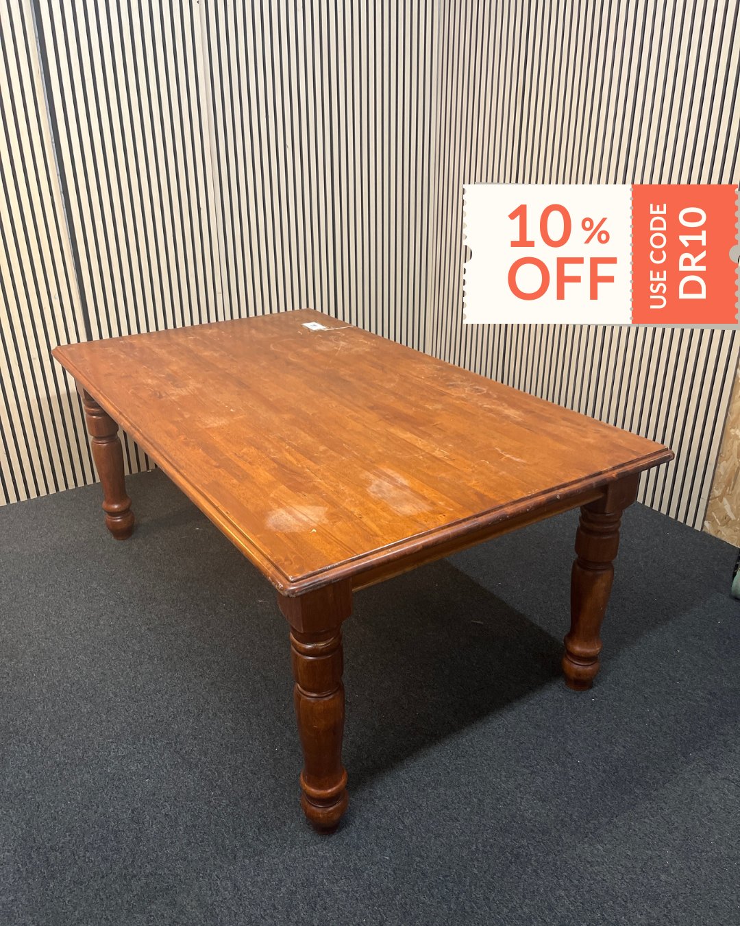 Hardwood dark stained large kitchen table (L 107 x W 184 cm)