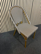 Rattan style outdoor brown and cream stacking chair 1126