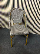 Rattan style outdoor brown and cream stacking chair 1126