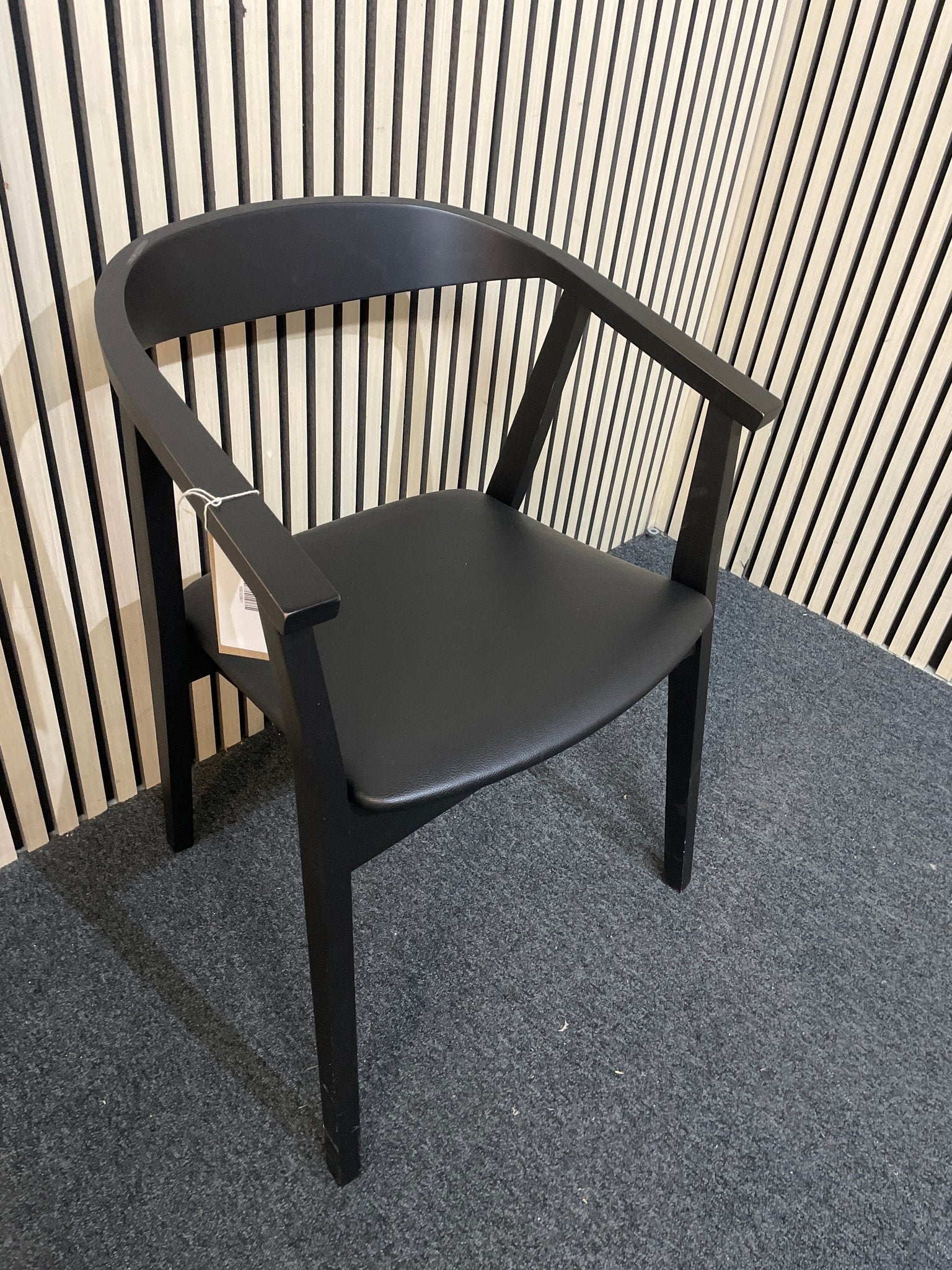 Black wood carver dining chair with leatherette seat 1126