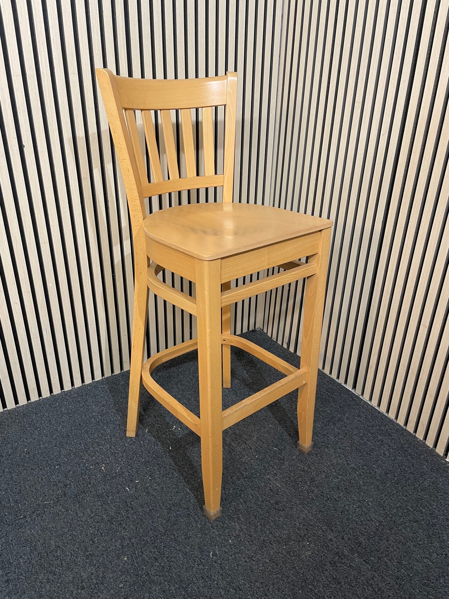 Beech tall wooden stool with high back 1126
