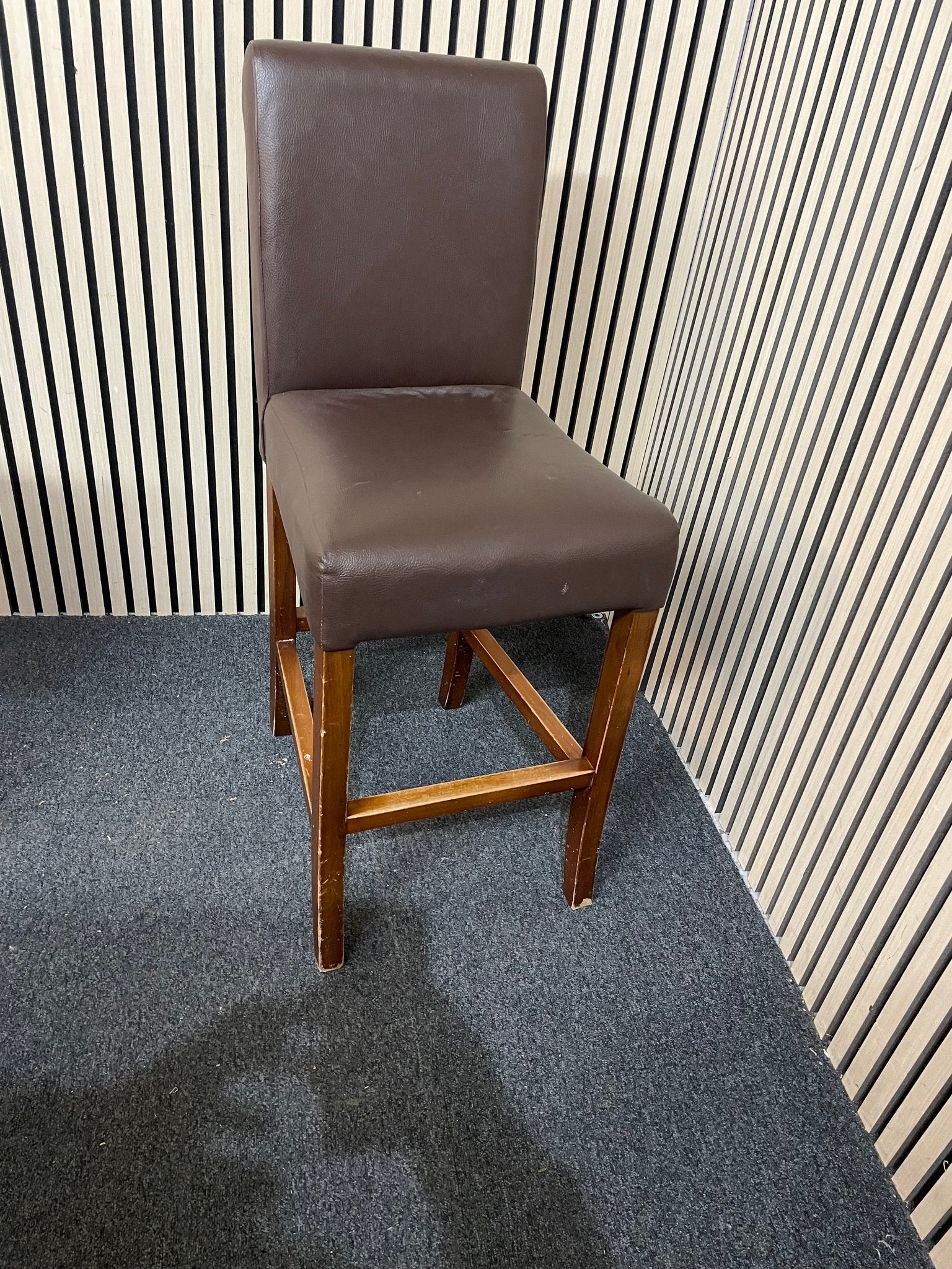 Brown leather medium height stools 1126
