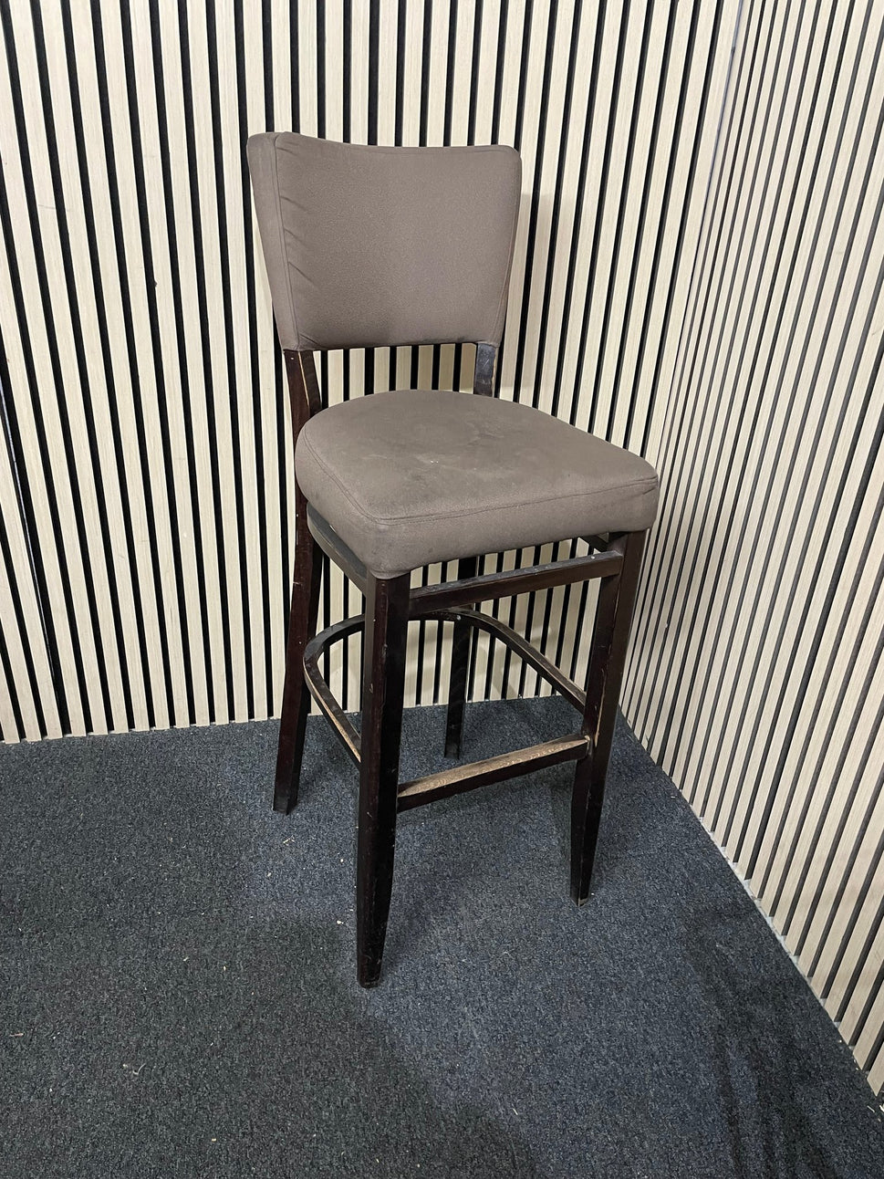 Brown fabric tall stools with back 1126