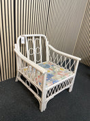 White painted cane framed armchairs with fabric seat 1126