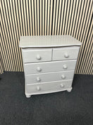 Solid pine grey white wash painted 3+2 chest of drawers 1126