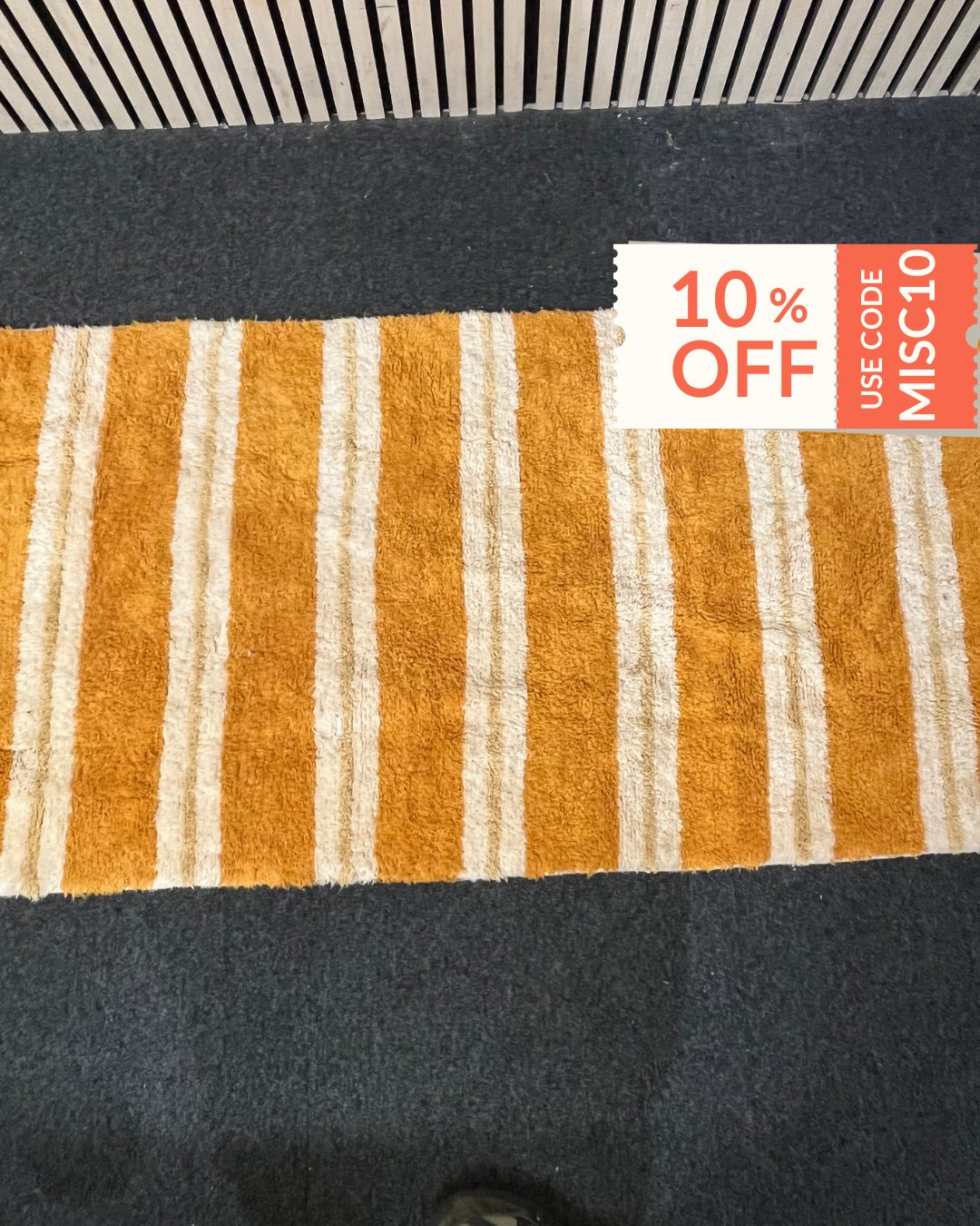 Orange and white fabric rug (75 x 160 cm) 3126
