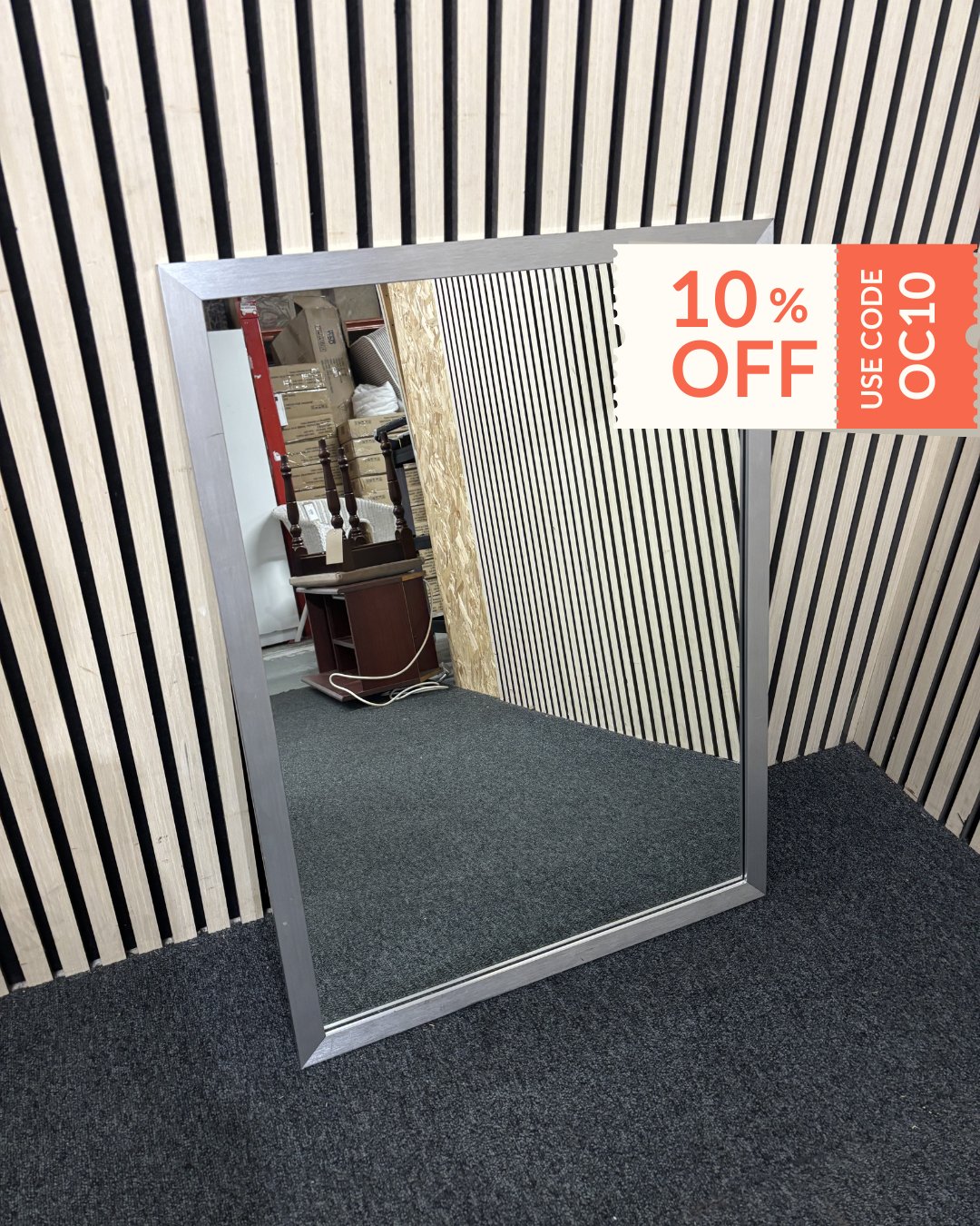 Large silver framed mirror 3126