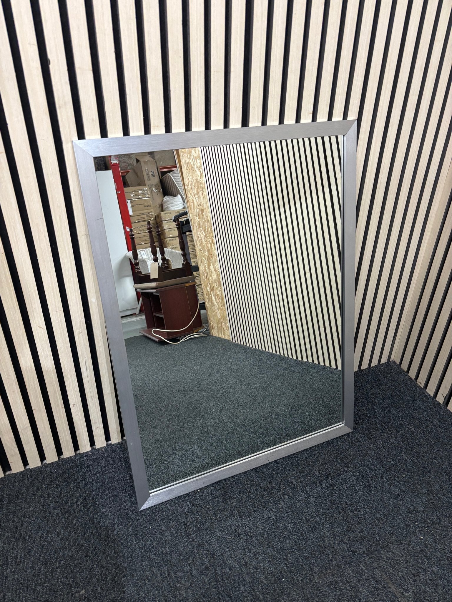 Large silver framed mirror 3126