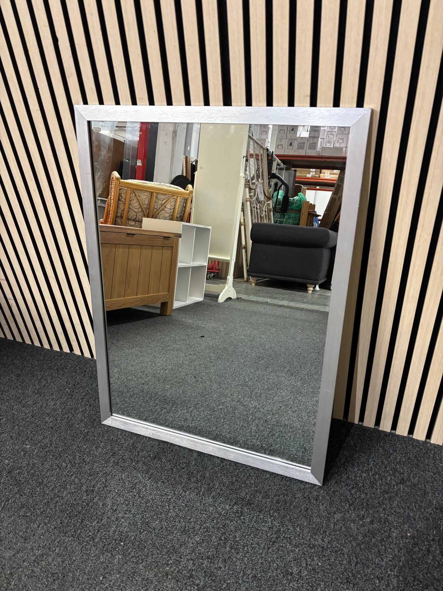 Large silver framed mirror 3126