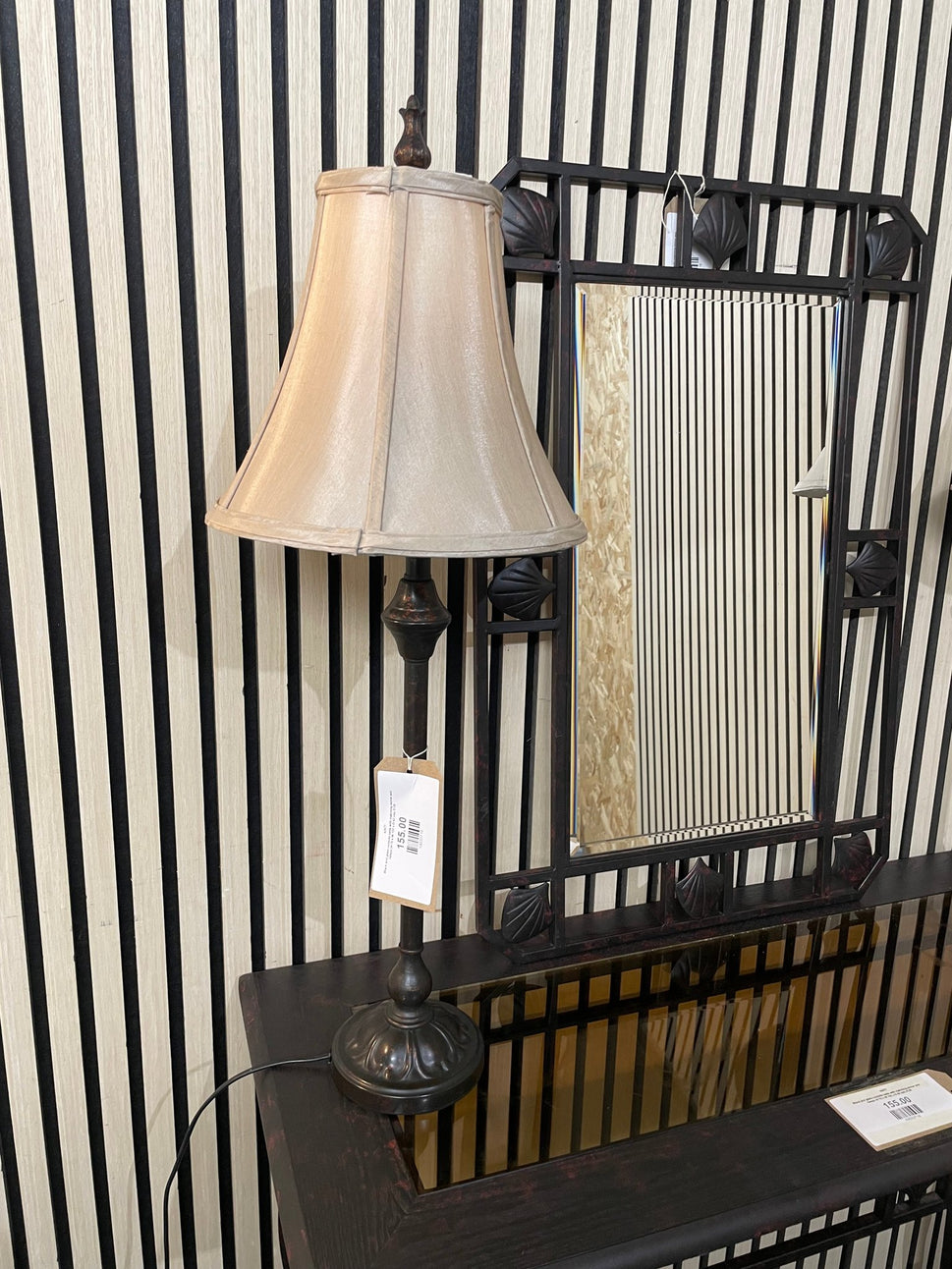 Black and glass console table (H 76 x W 102 x D 42 cm) 3126