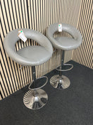 Grey leatherette height adjustable chrome framed kitchen high stools (SET OF 2) 3126