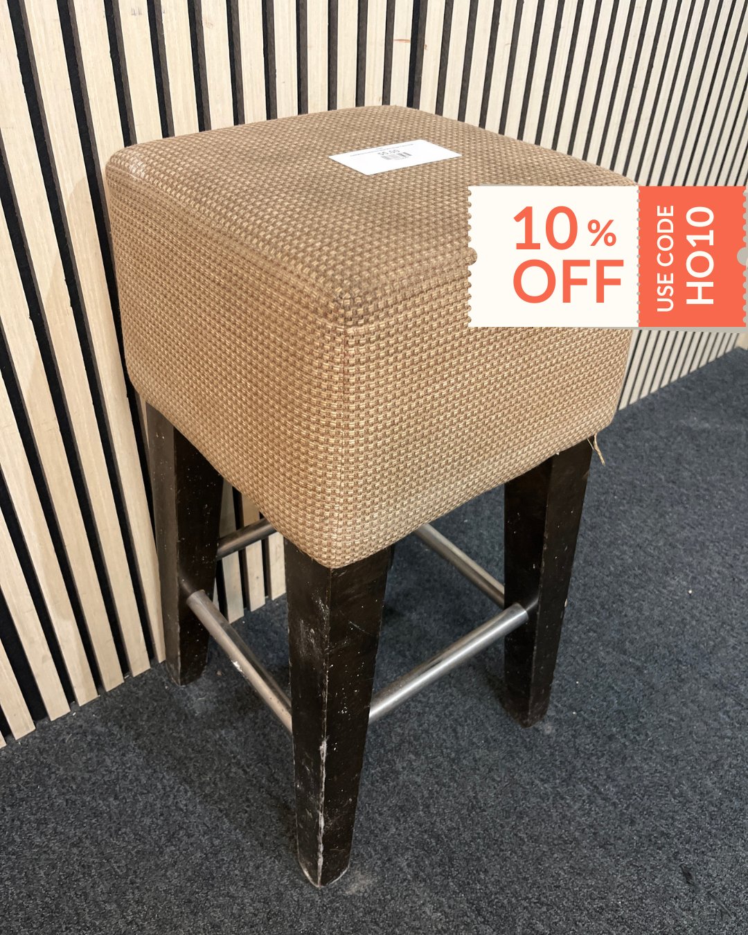 Solid Wood Framed Bar Stool With Brown Fabric 3126